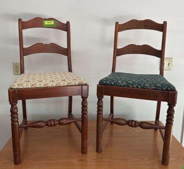 Pair walnut dining chairs