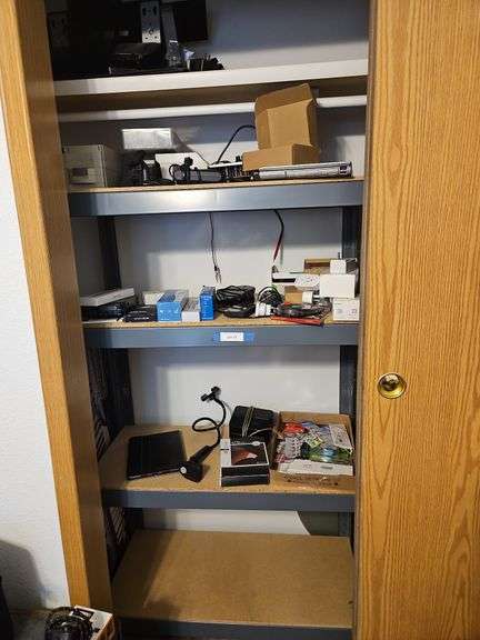 Metal Shelving Unit, 36 x 16 x 60h with All Contents of Closet (Bring Boxes to Pack)