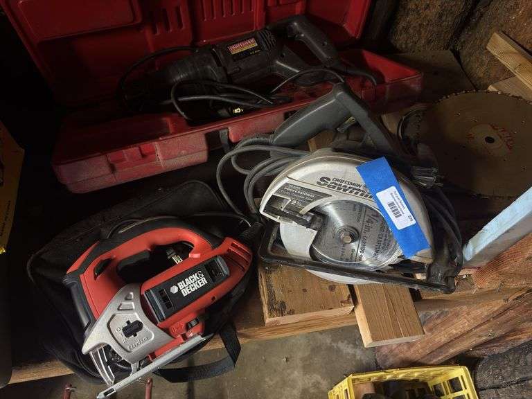 Black & Decker jigsaw craftsman reciprocating saw, and craftsman sawmill 7 1/4 inch circular saw image