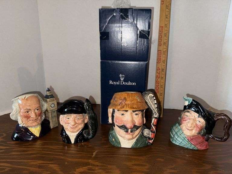 3 Royal Doulton Toby mugs, 1 Staffordshire image