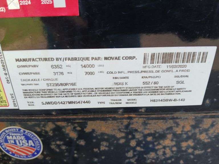 2020 H&H 6 x 16 dump trailer, 14000#, roll tarp, loading ramps. WIRE TRANSFER REQUIRED