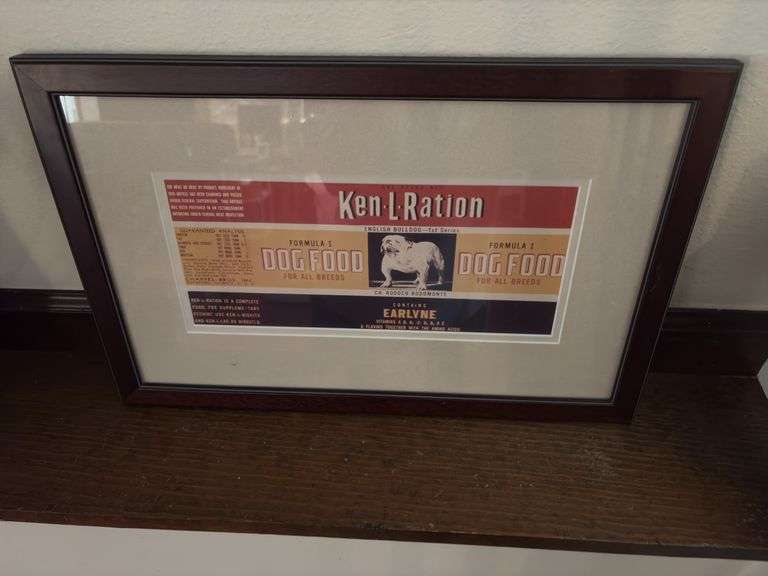 Ken-L-Ration Dog food can label framed and matted