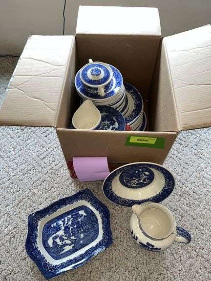 Blue Willow dishes Please see photo of list of items, specific patterns may differ image