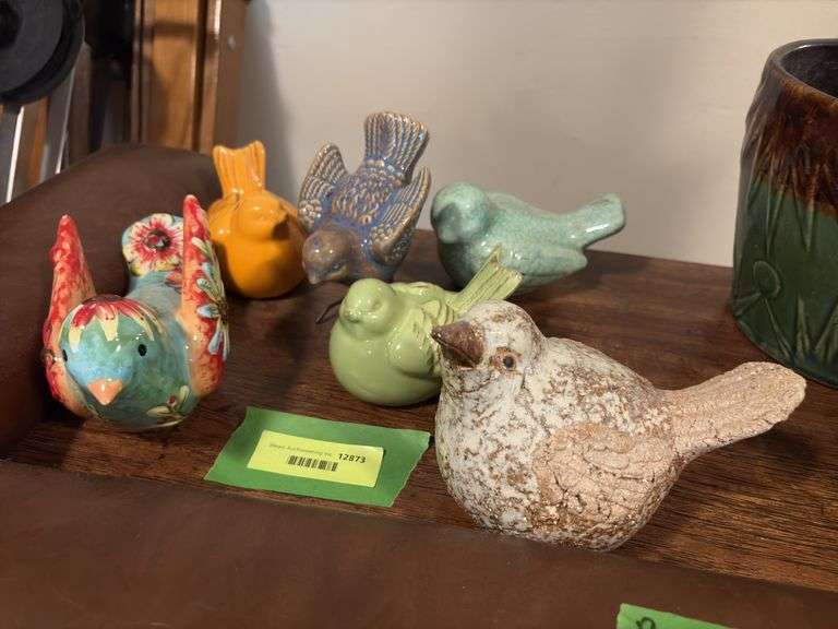 Variety of ceramic birds