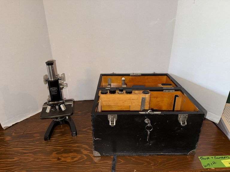 Carl Zeiss microscope, slides, light, case etc.. image