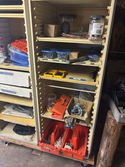 Contents of shelving unit - nails and hardware, Casters, drawer glides, etc image