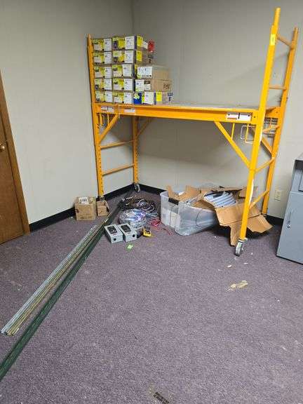 Uni Strut and clips, multi meters, control wire, liquid tight flex conduit near full roll (100'), 220 wiring pigtail, new 25' flex liquid tight conduit, 2 new 50 amp breaker boxes. NO SCAFFOLD! image