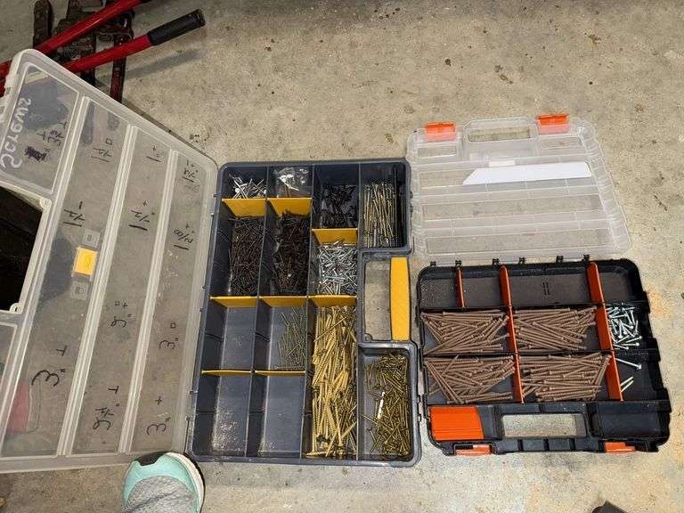 2 carry cases with assorted deck screws etc... image
