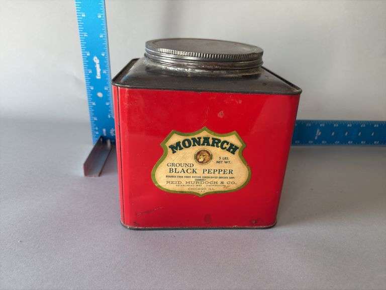 Monarch Ground Black Pepper tin. 6 x 7” base image