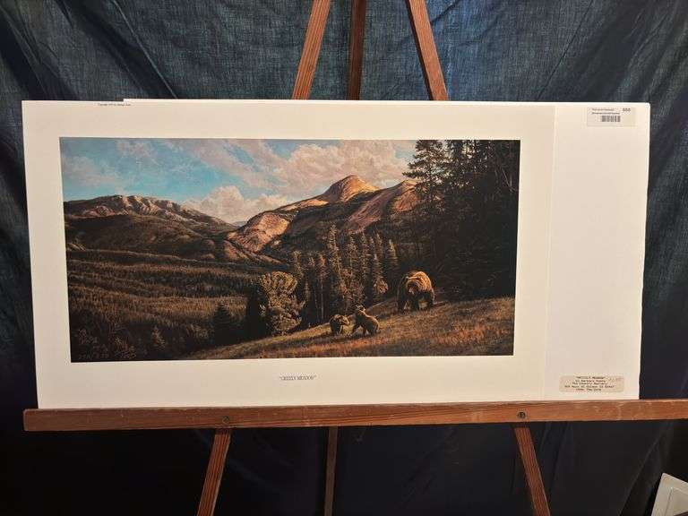 Signed and numbered Barbara Peets print unframed “Grizzly Meadow” 27 x 16 image