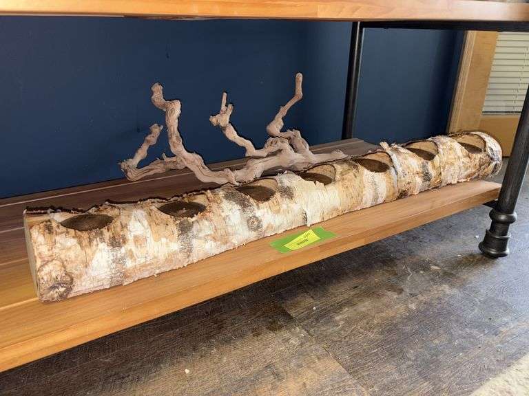 39” long birch style candle holder and a piece of driftwood image