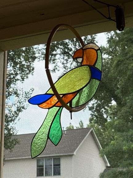 Stained glass parrot