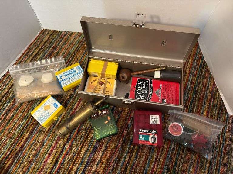 Toolbox of muzzle loader supplies, bullets, measures, etc... image