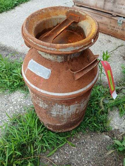 5 gallon milk can w/ Art Kula metal tag image