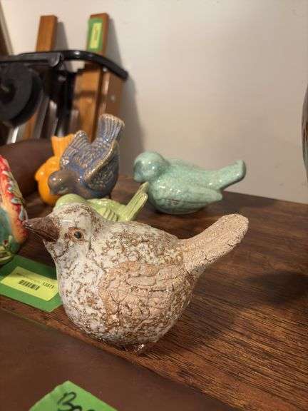 Variety of ceramic birds