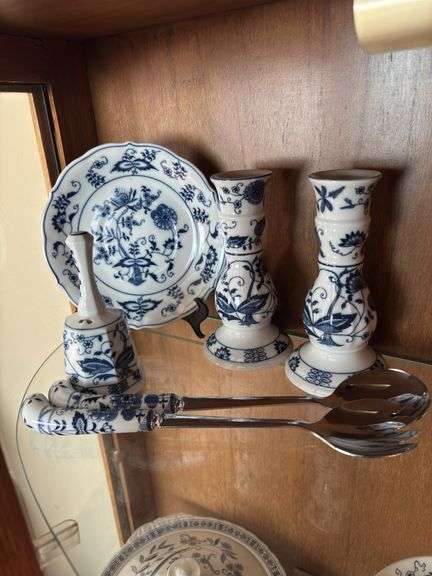 Blue Onion Viema Woods Fine China Candle holder, salad serving set, Bell, plate image