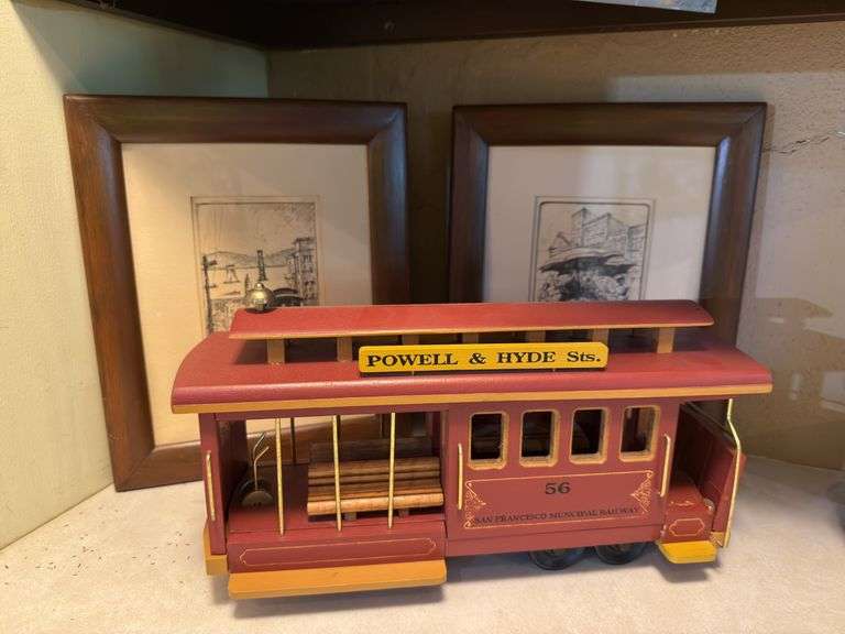 Wooden street car and 2 related prints image