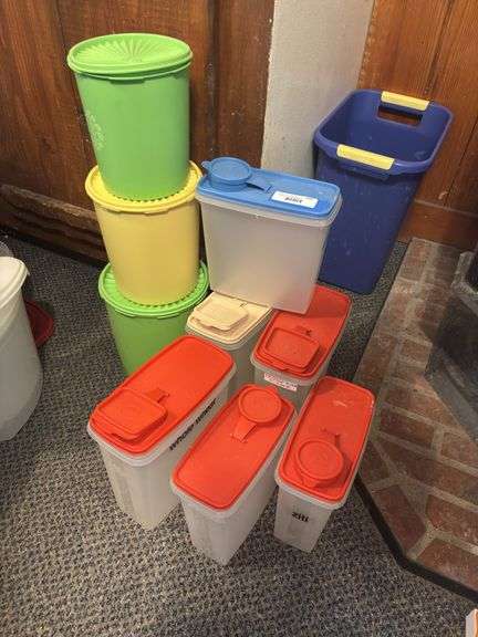 Vintage Tupperware containers, including canister set and kitchen storage image