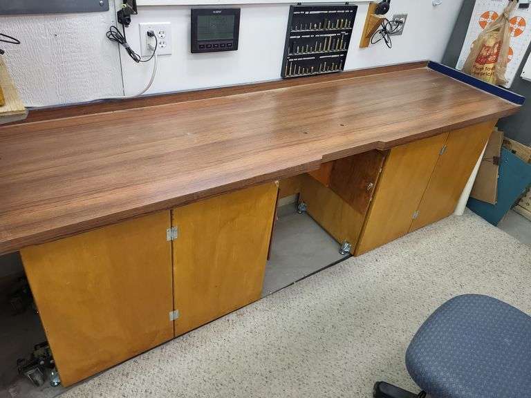 Large desk 98x26x33 with lots of storage.  Schedule a pickup at end image