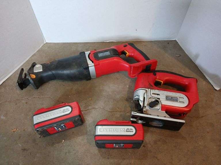 Craftsman 20V tool set-recip saw, circular saw, impact driver, drill, saber saw and 4 batteries and charger image