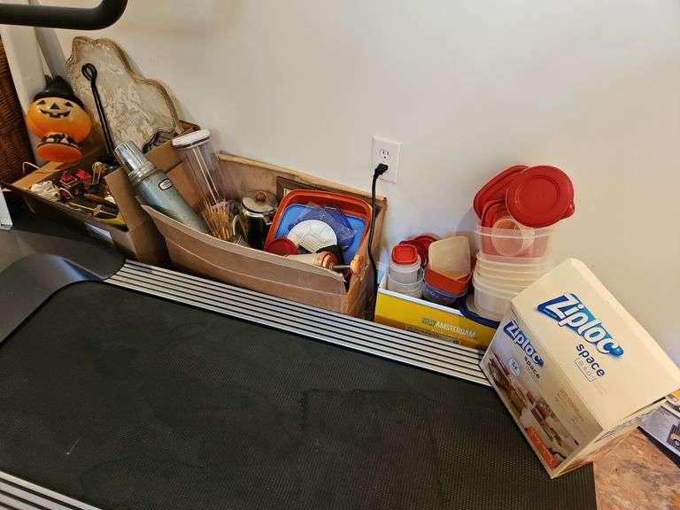 Plastic Containers, Ziplock Bags, Stanley Thermos, Kitchen Items (5 boxes) image