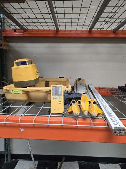 Topcon laser site level, Dewalt tripod and aluminum elevation stick image