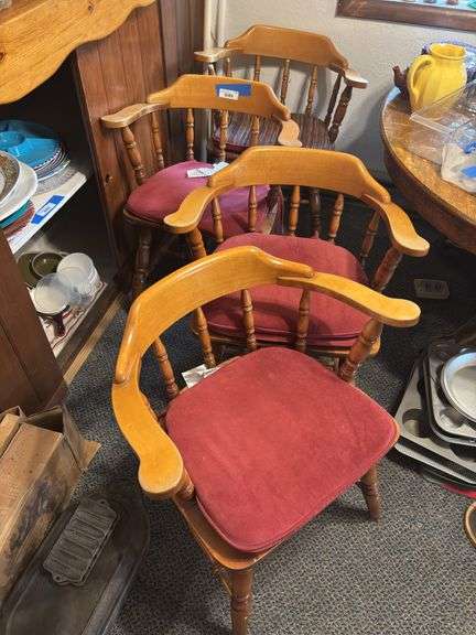 Four hard rock maple dining chairs image