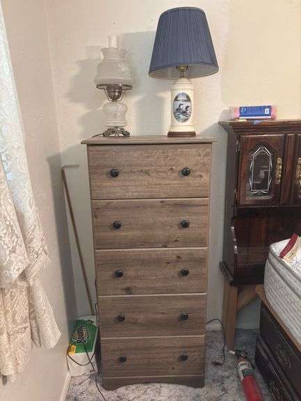 Five drawer upright chest of drawers 23 x 16 x 52 image