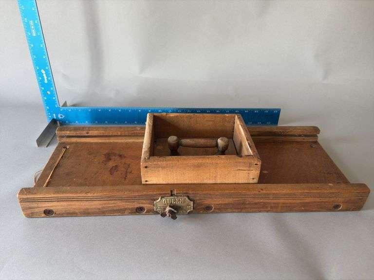 Queen Indianapolis single blade kraut cutter with box to hold the cabbage image