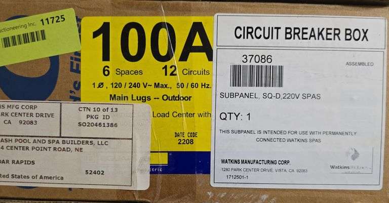 NIB Square D Circuit breaker box, product #37086, 100 Amp image