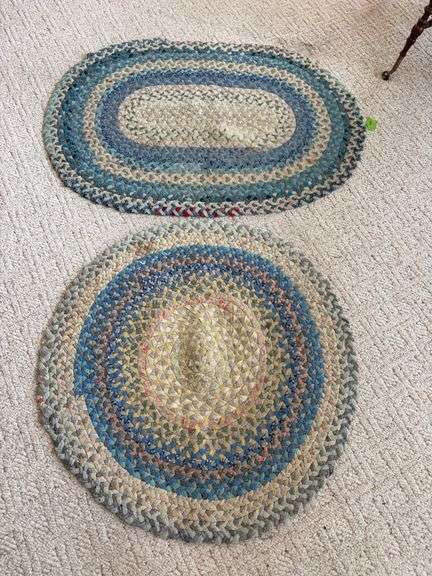 Two braided rugs, 3’ round and 33x46 oval image