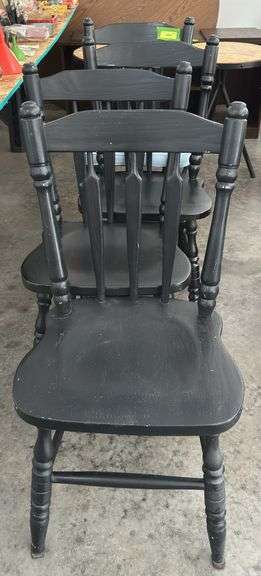4 black painted chairs