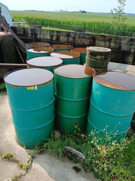 (9) 55 gallon steel barrels image