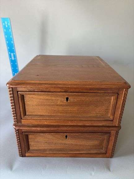 Pair stacking walnut hanky drawers image