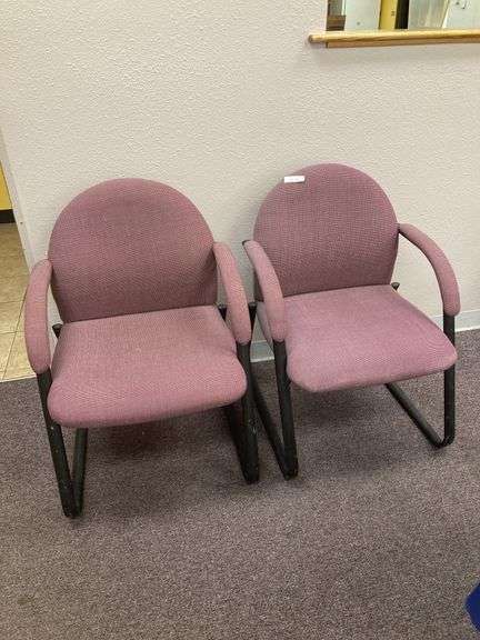 Two mauve side arm chairs image