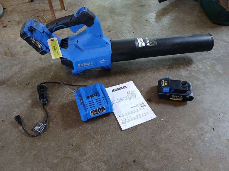 Kobalt 24V leaf blower, charger and (2) 4Ah batteries image