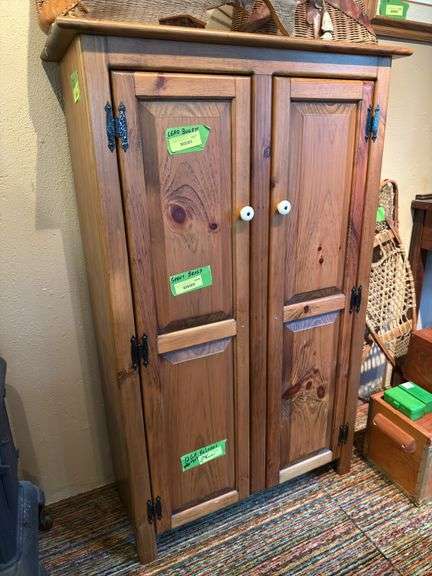 Wooden cabinet 12D x 32L x 50H  NO CONTENTS image