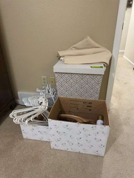 Hamper, hangers and blanket