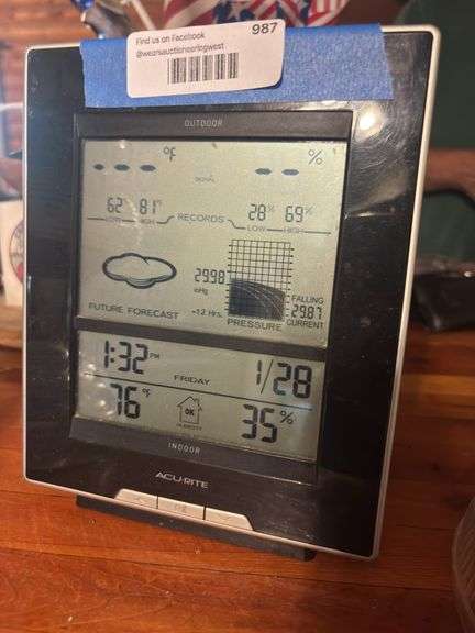 Accurite indoor outdoor weather station - outdoor piece is at the top of the storage shed. Buyer will need to remove. image