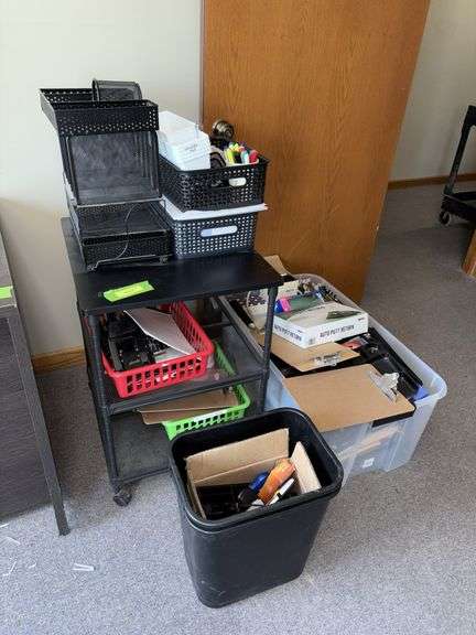 Small rolling stand and LOTS of office supplies image