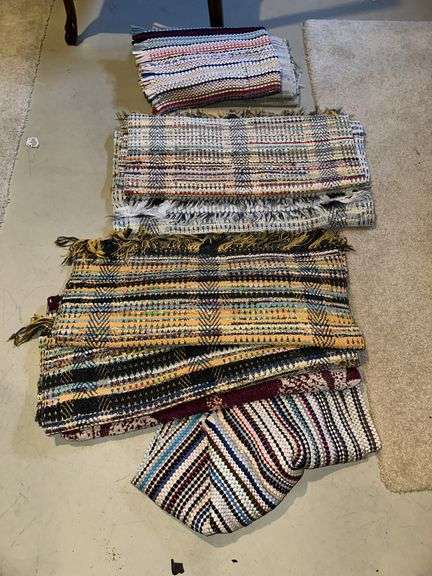 4 old woven rugs and other throw rugs