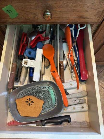 Four drawers of kitchen utensils and such “D” image