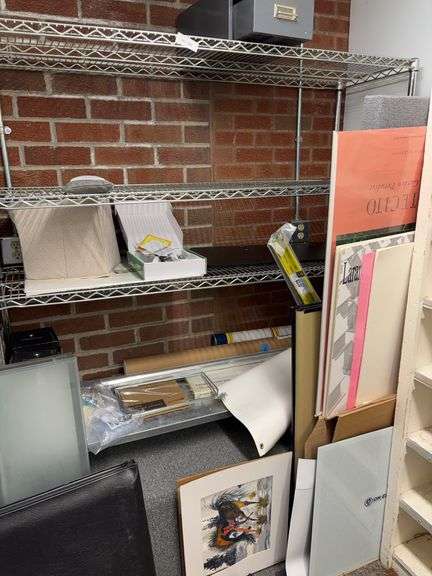 Metal storage rack and everything on it image