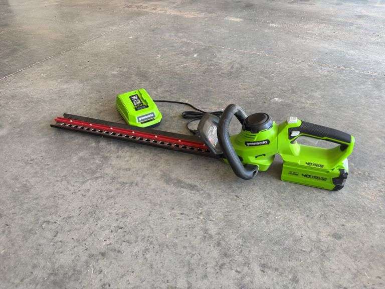 Green works 40v battery trimmer with charger and battery