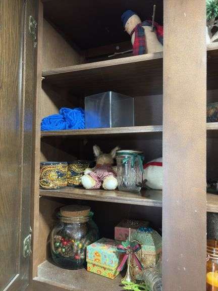 Cupboards of holiday decor