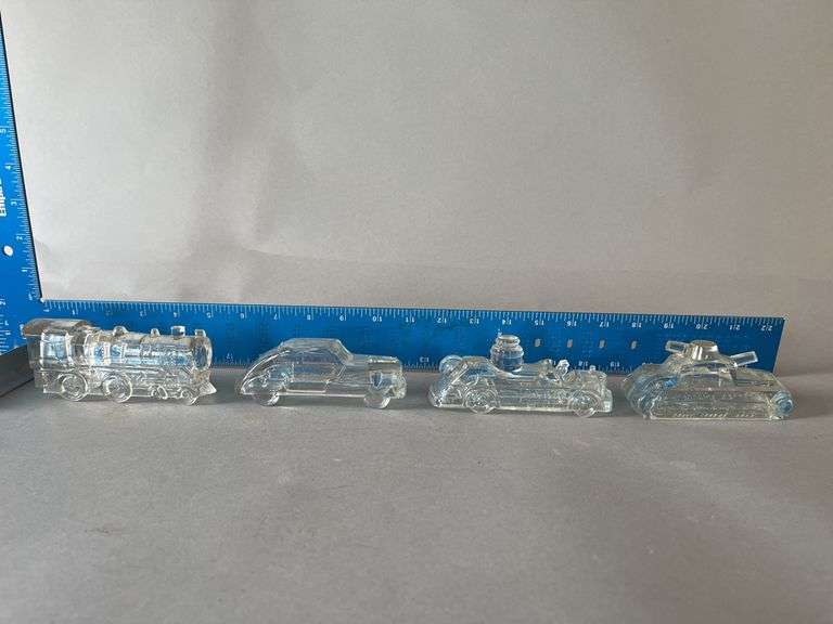 4 transportation glass candy containers image