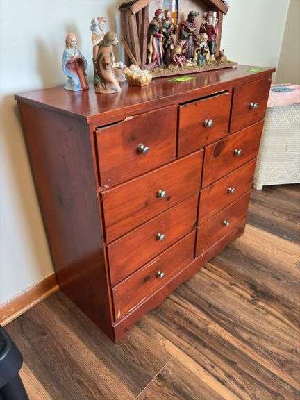 Two small dressers and wall mirror image