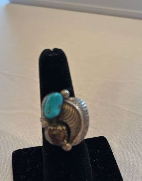 Turquoise Ring marked TERL, size approximately 7 image