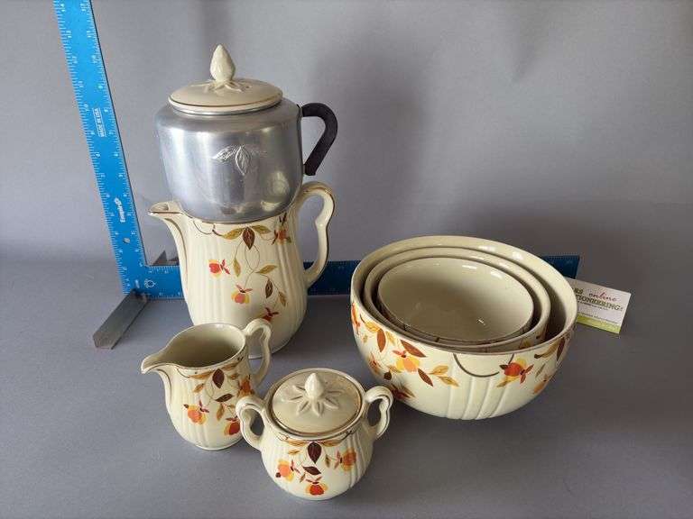 Jewel Tea nested mixing bowls, coffee pot, cream and sugar image