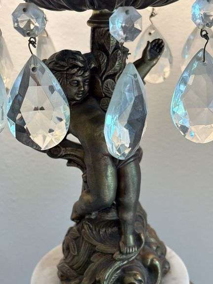 19” tall lamp with Cupid and glass prisms